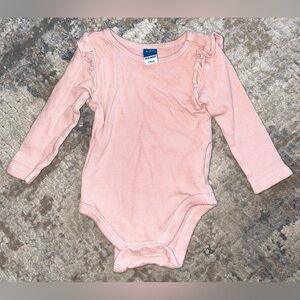 Old Navy Pink Long Sleeve Baby Bodysuit size 6-12 months